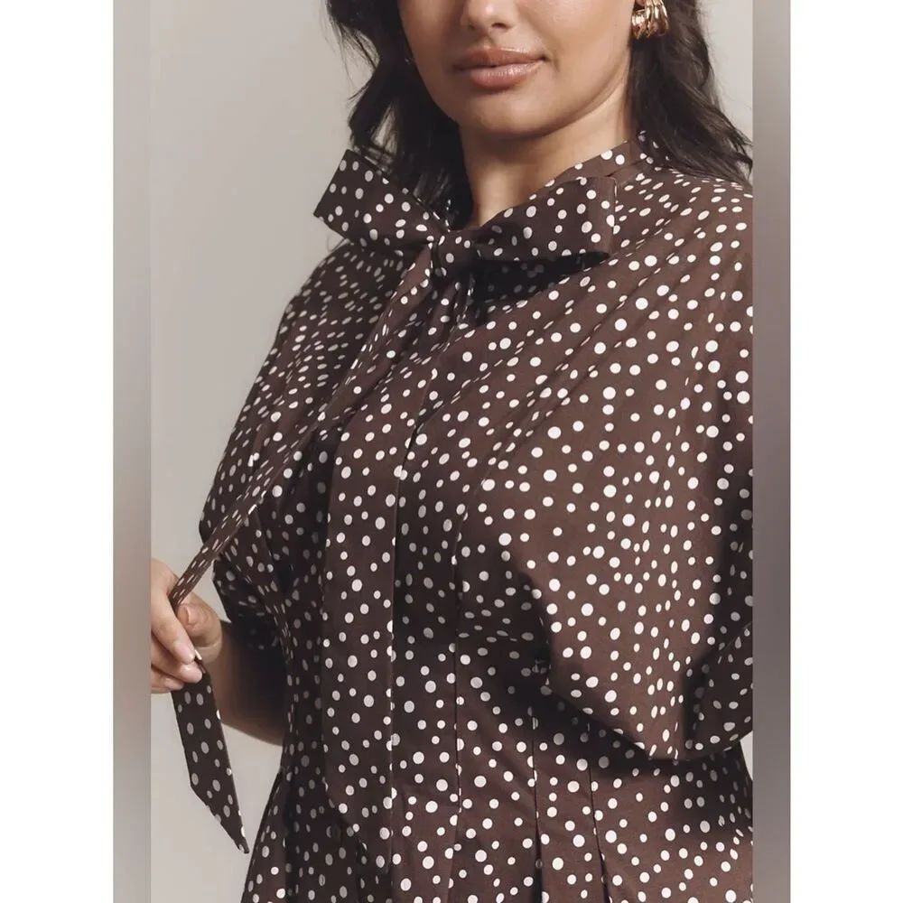 New Anthropologie The Tobie Tie-Neck Shirt Dress by Exquise Size S - Picture 4 of 10